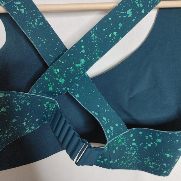 Athleta Reversible Crossover Sport Bra Oceanic Teal Stardust‎ Blue Green Small - Picture 2 of 6